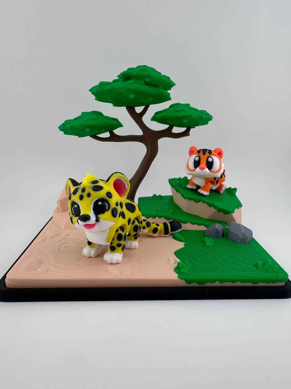 Safari Animal Habitat Set with Lion Cheetah Tiger Giraffe