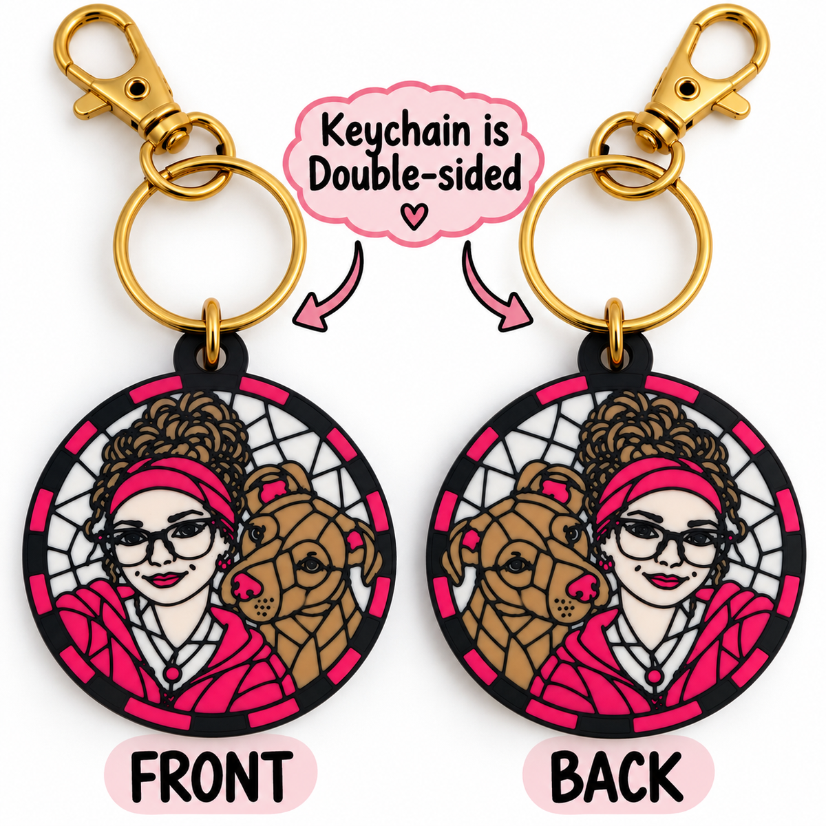 Personalized Stained Glass Effect Photo Keychain with FREE SHIPPING