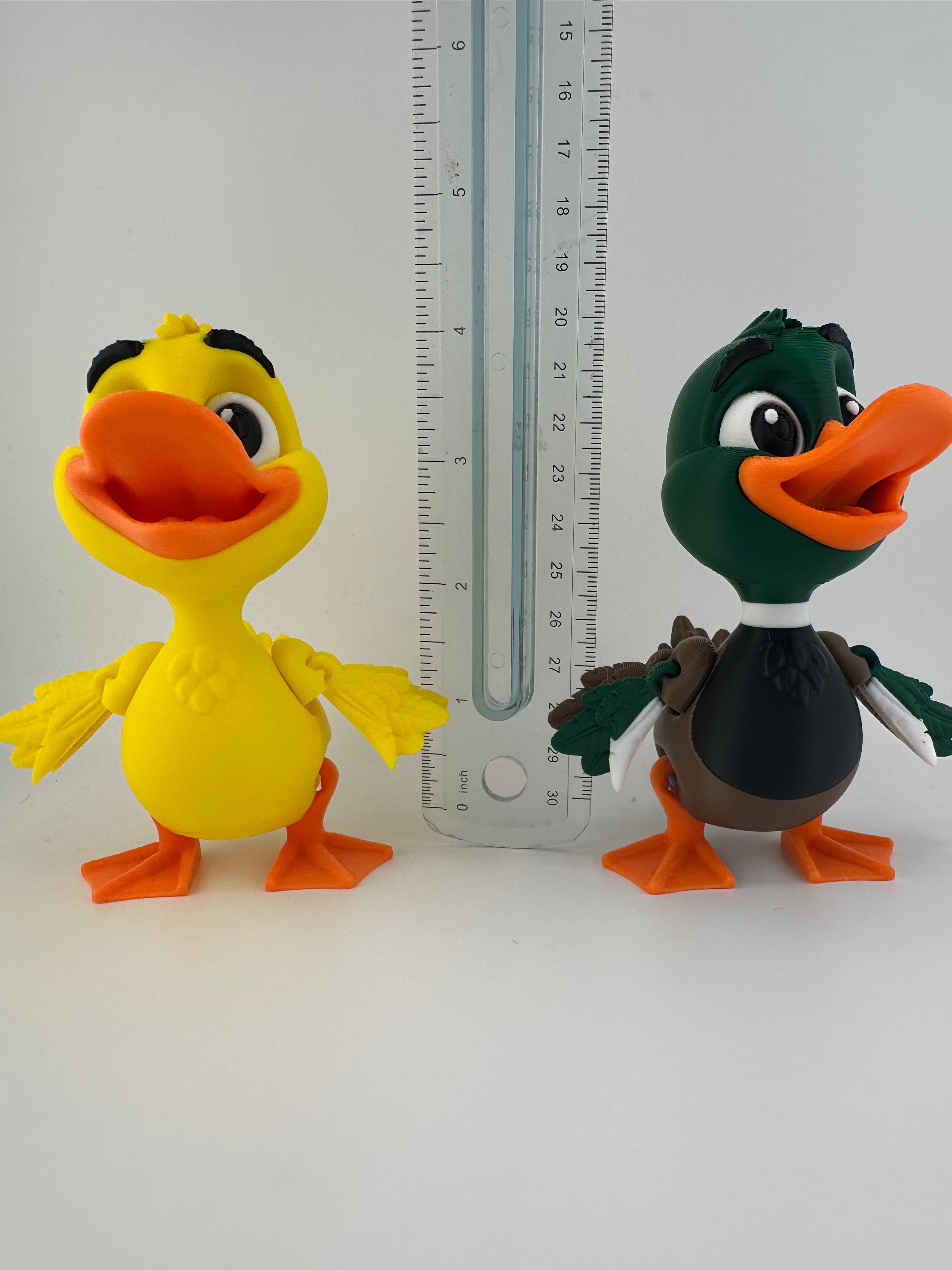 Yellow Duck and Mallard Duck Articulated 3D Print Figurines