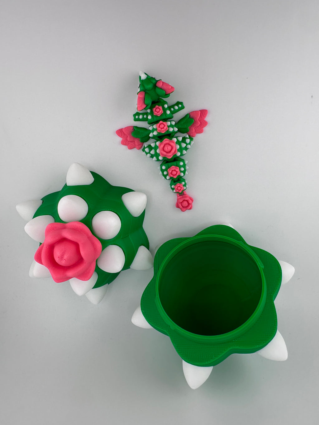 Cactus Dragon and Egg Set 3D Print Figurine and Container