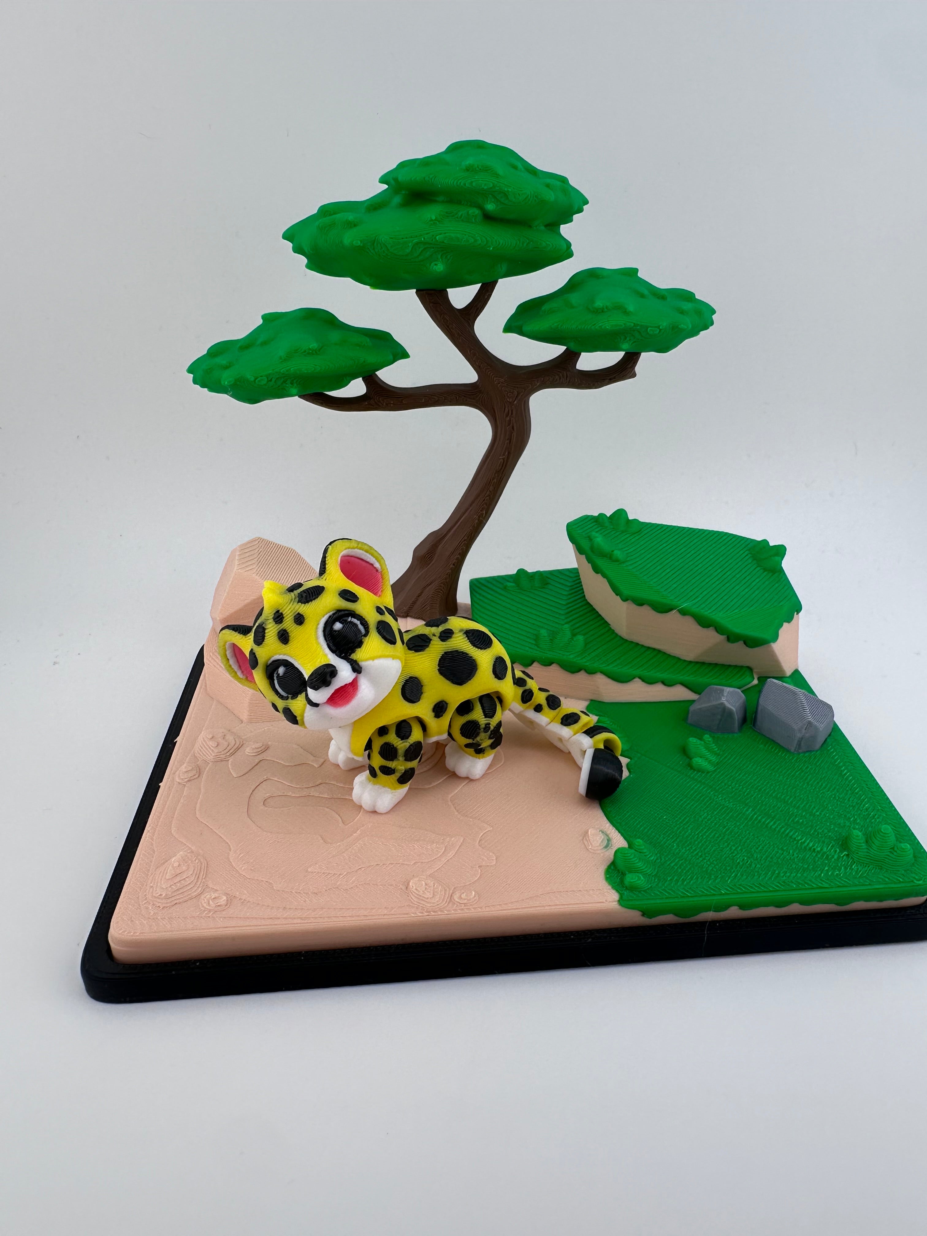 Safari Animal Habitat Set with Lion Cheetah Tiger Giraffe