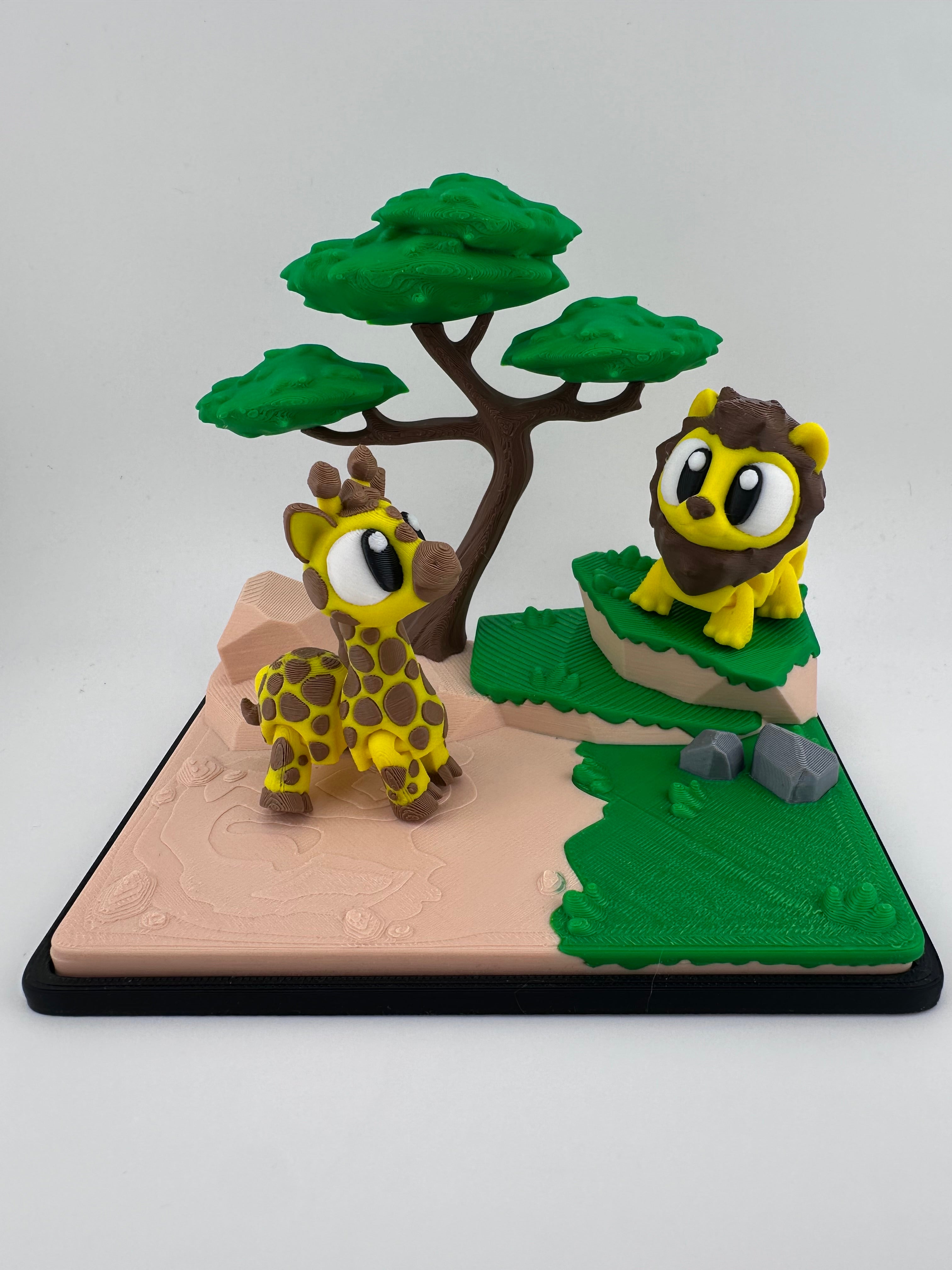 Safari Animal Habitat Set with Lion Cheetah Tiger Giraffe