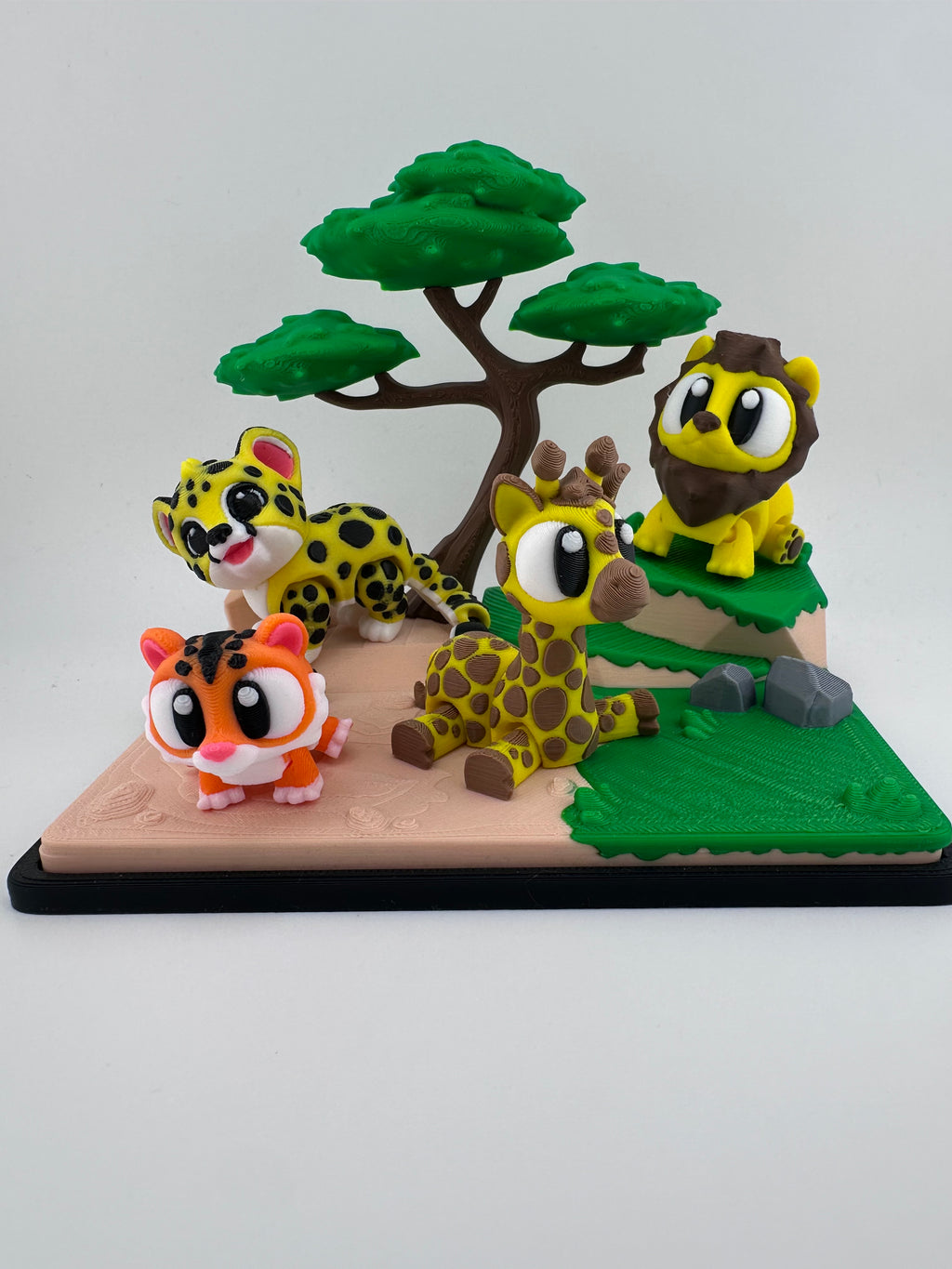 Safari Animal Habitat Set with Lion Cheetah Tiger Giraffe