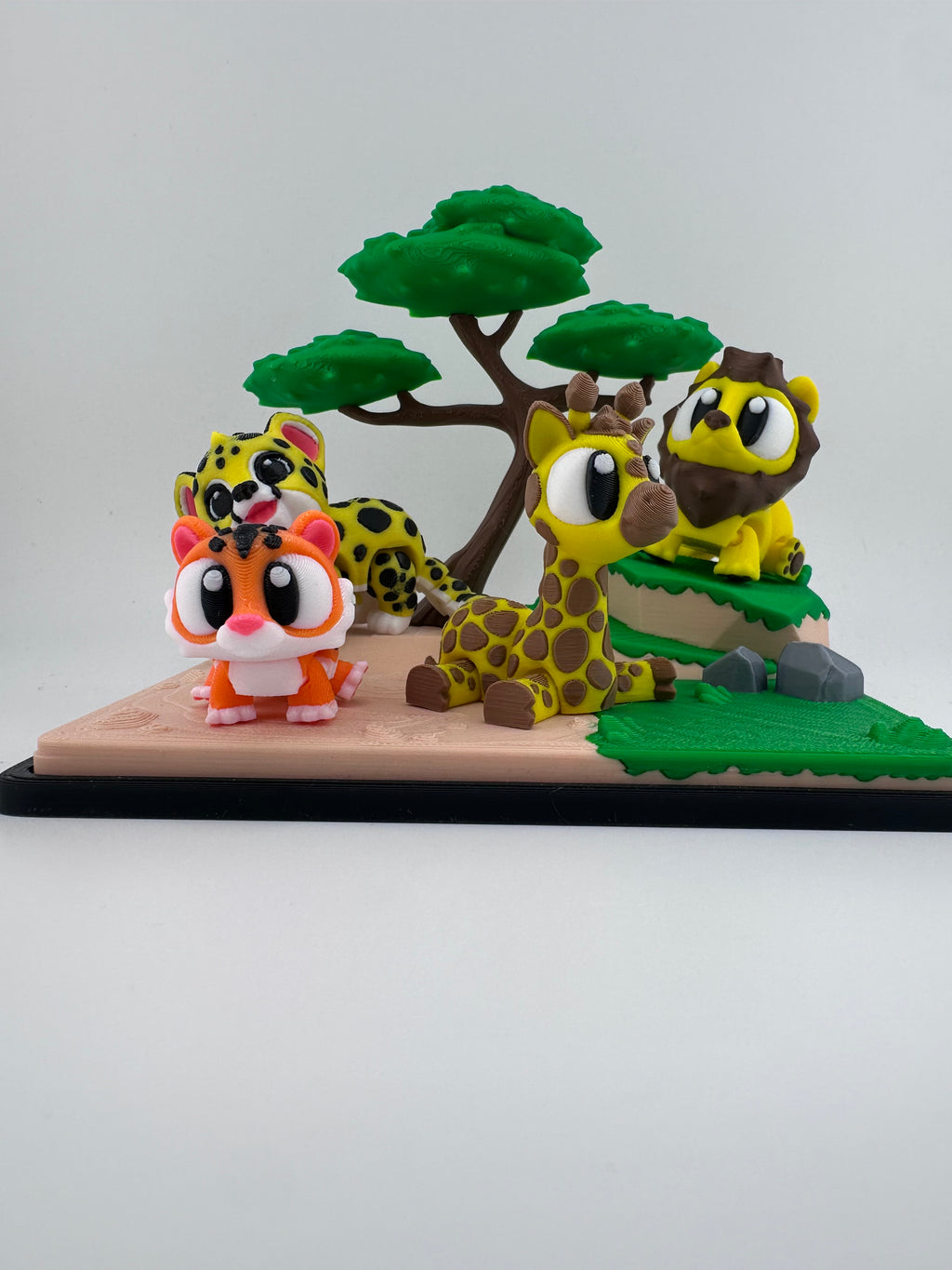 Safari Animal Habitat Set with Lion Cheetah Tiger Giraffe
