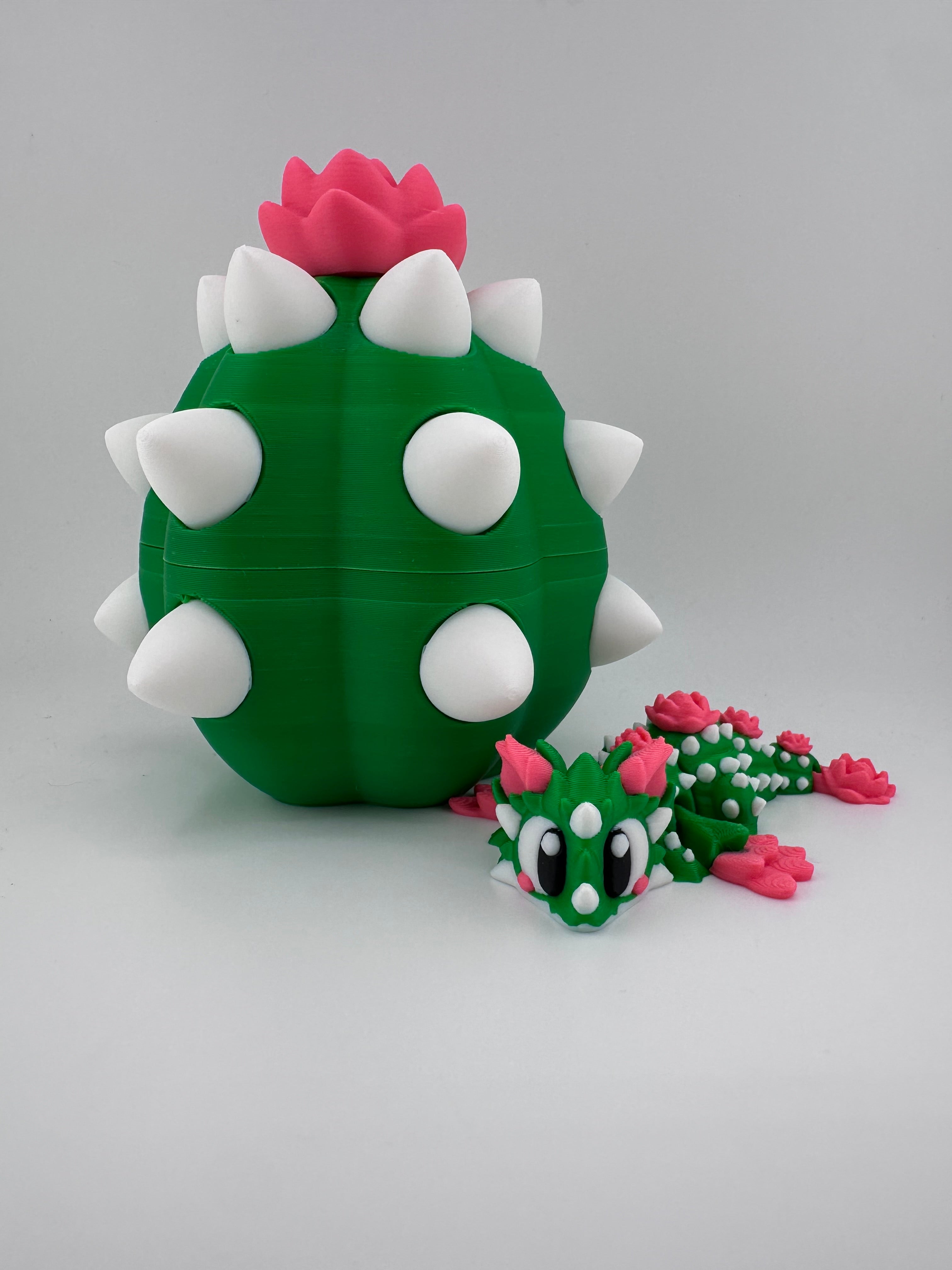 Cactus Dragon and Egg Set 3D Print Figurine and Container