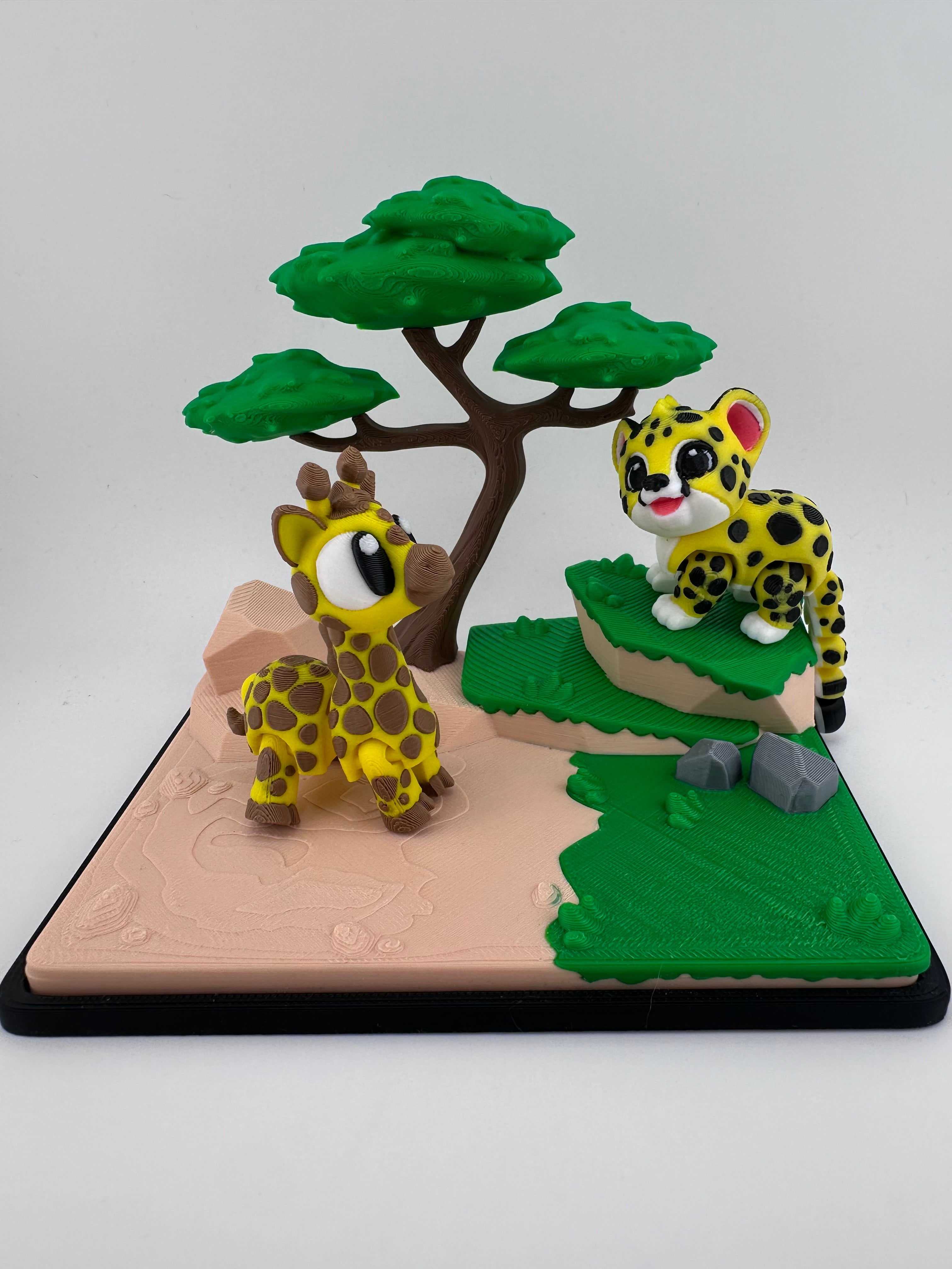 Safari Animal Habitat Set with Lion Cheetah Tiger Giraffe