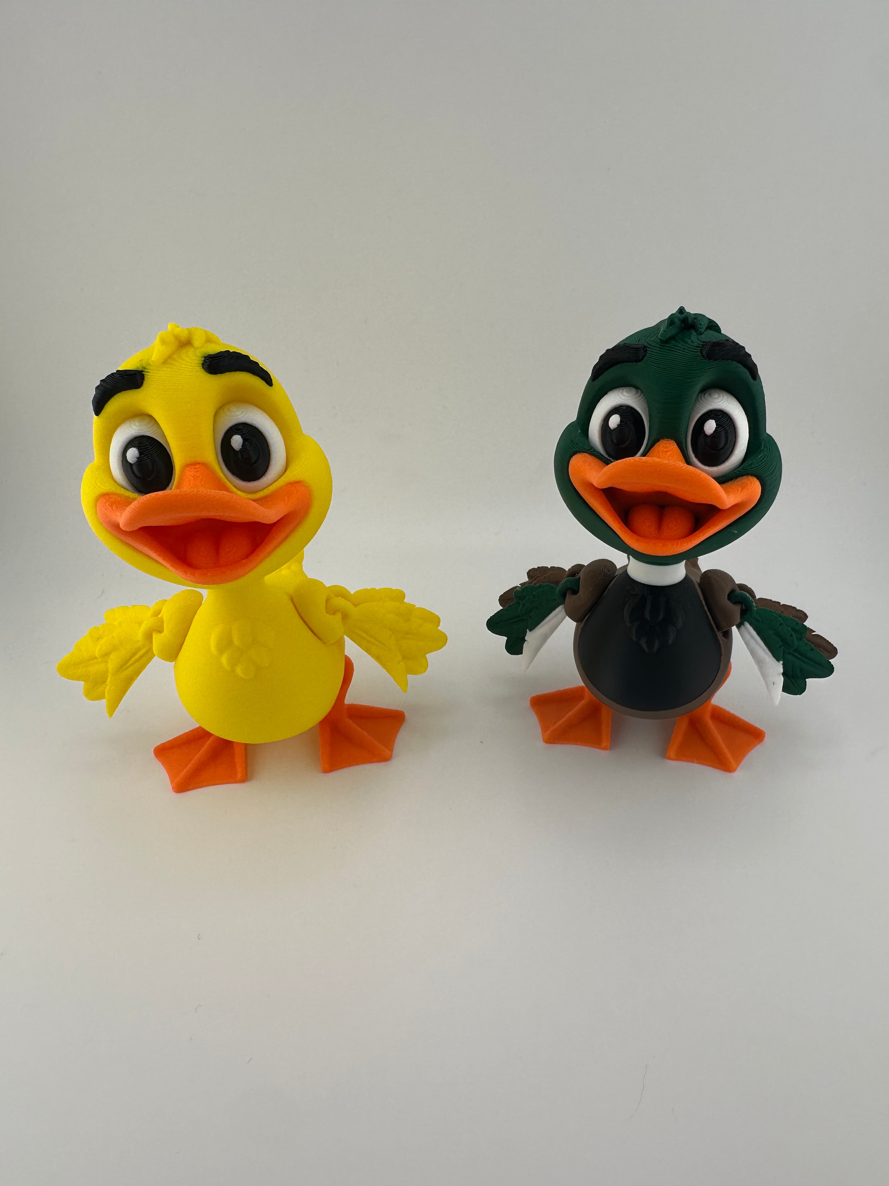 Yellow Duck and Mallard Duck Articulated 3D Print Figurines