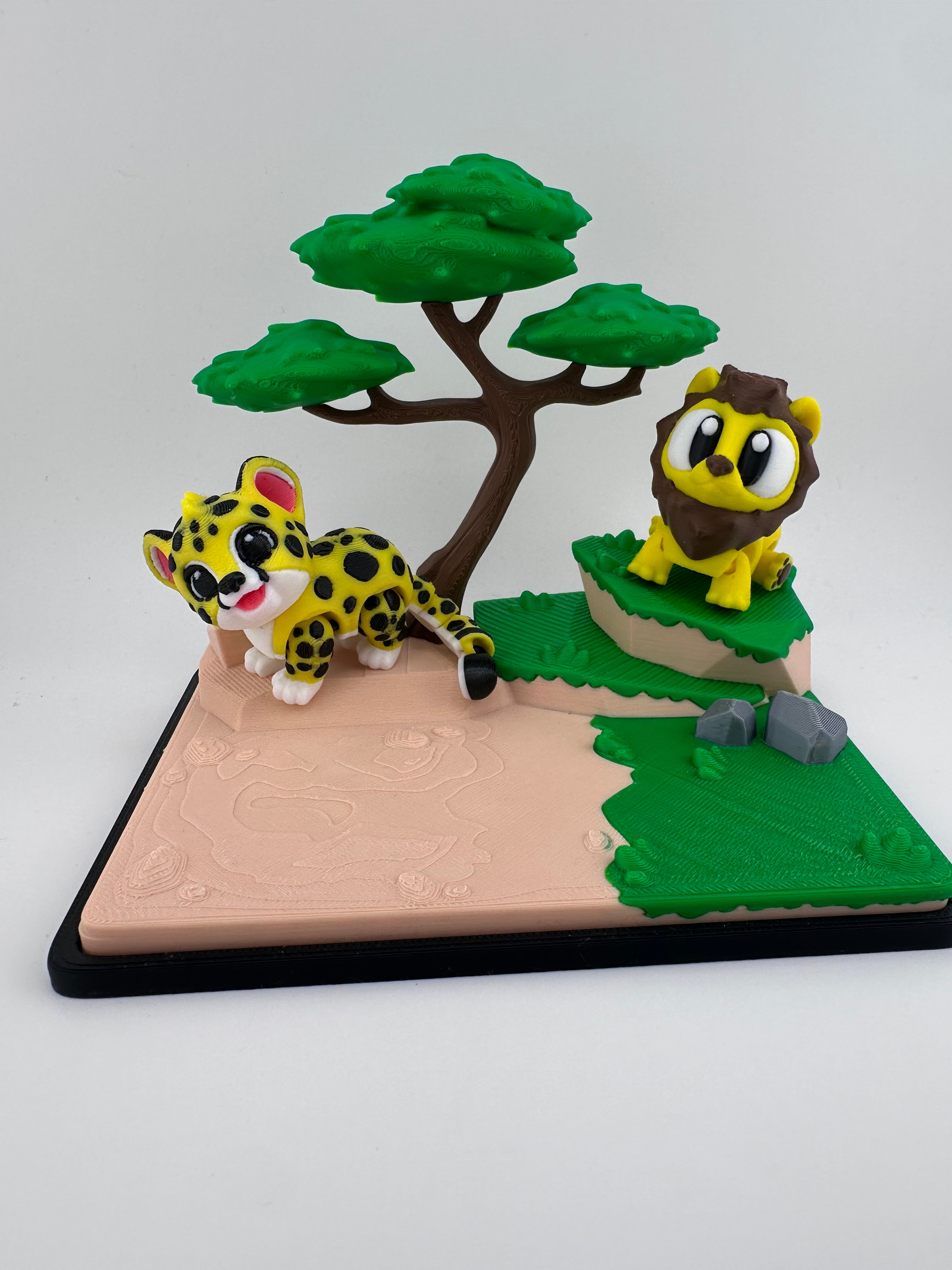 Safari Animal Habitat Set with Lion Cheetah Tiger Giraffe