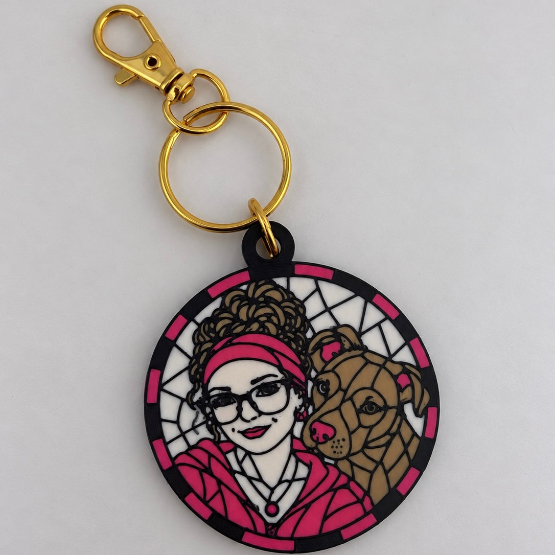 Personalized Stained Glass Effect Photo Keychain with FREE SHIPPING