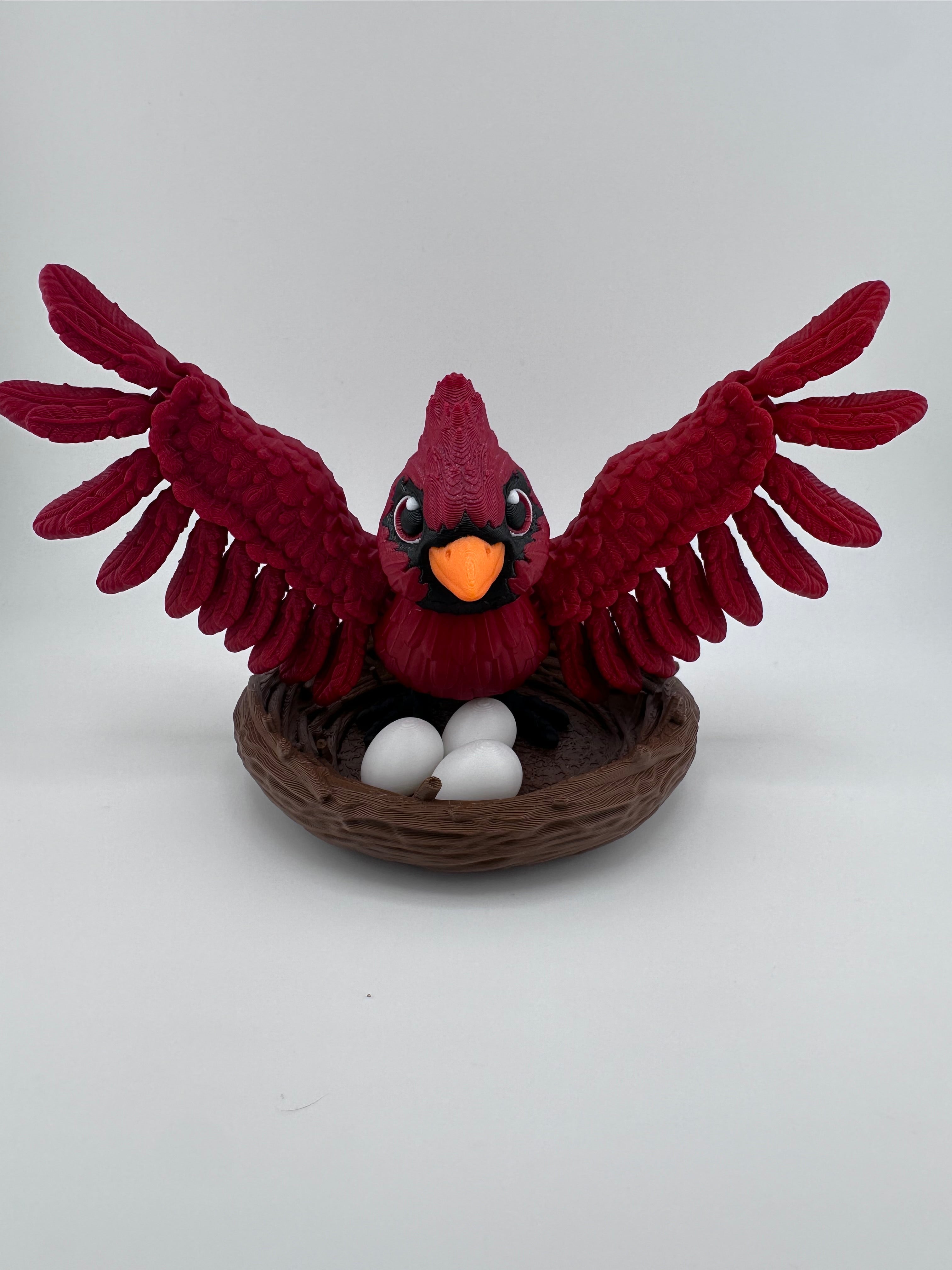 Cardinal with Nest Articulated 3D Printed