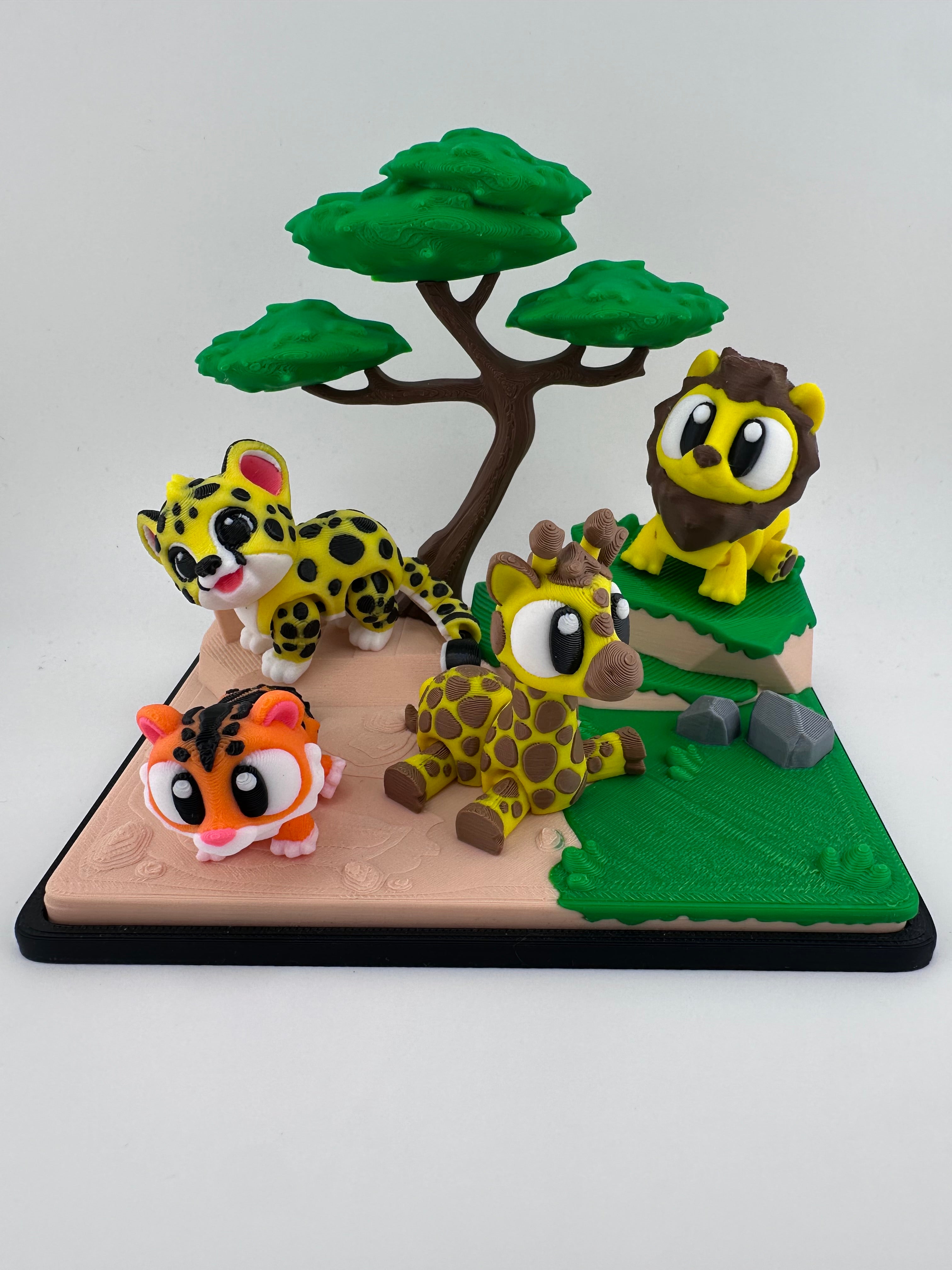 Safari Animal Habitat Set with Lion Cheetah Tiger Giraffe