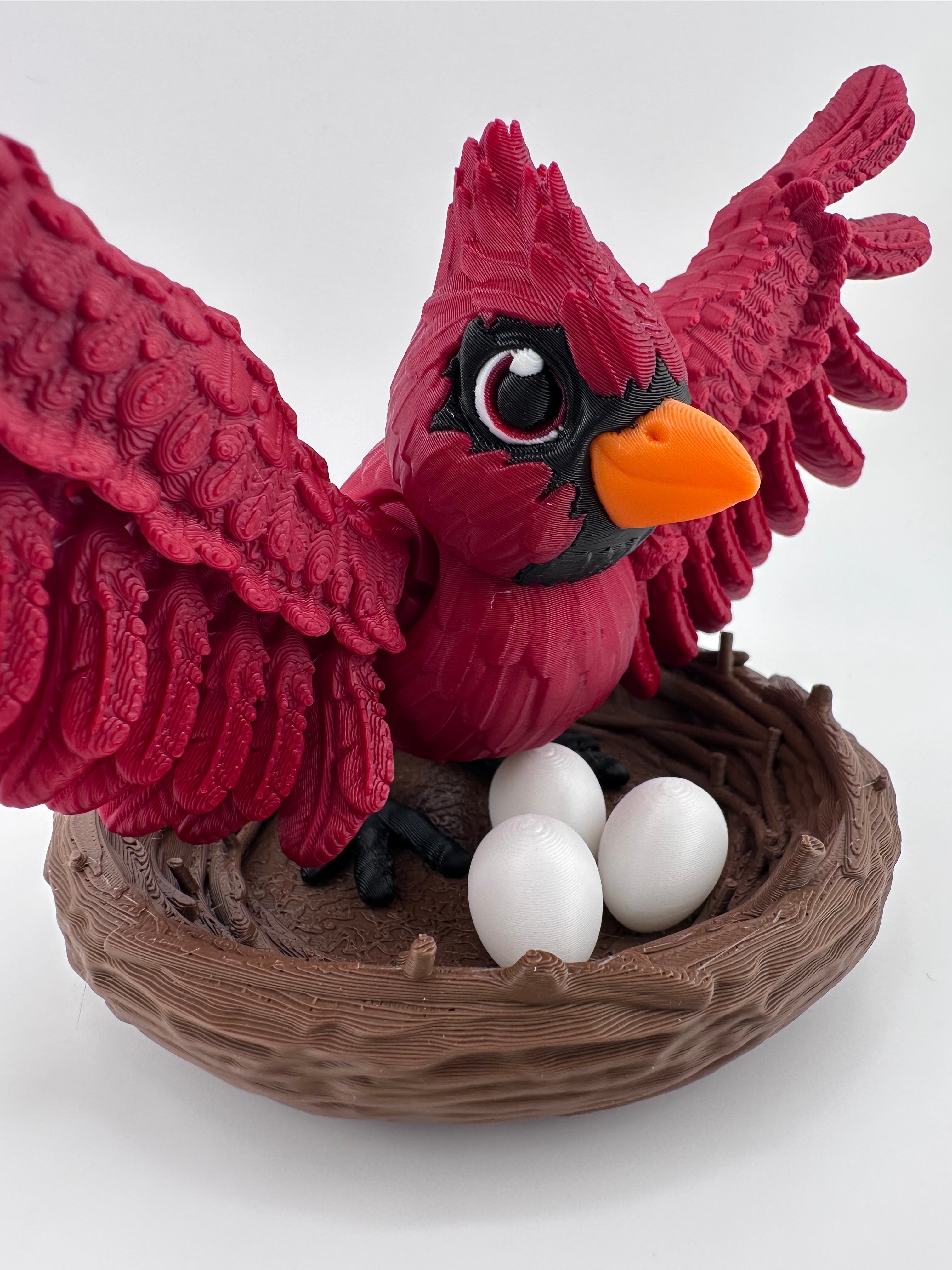 Cardinal with Nest Articulated 3D Printed