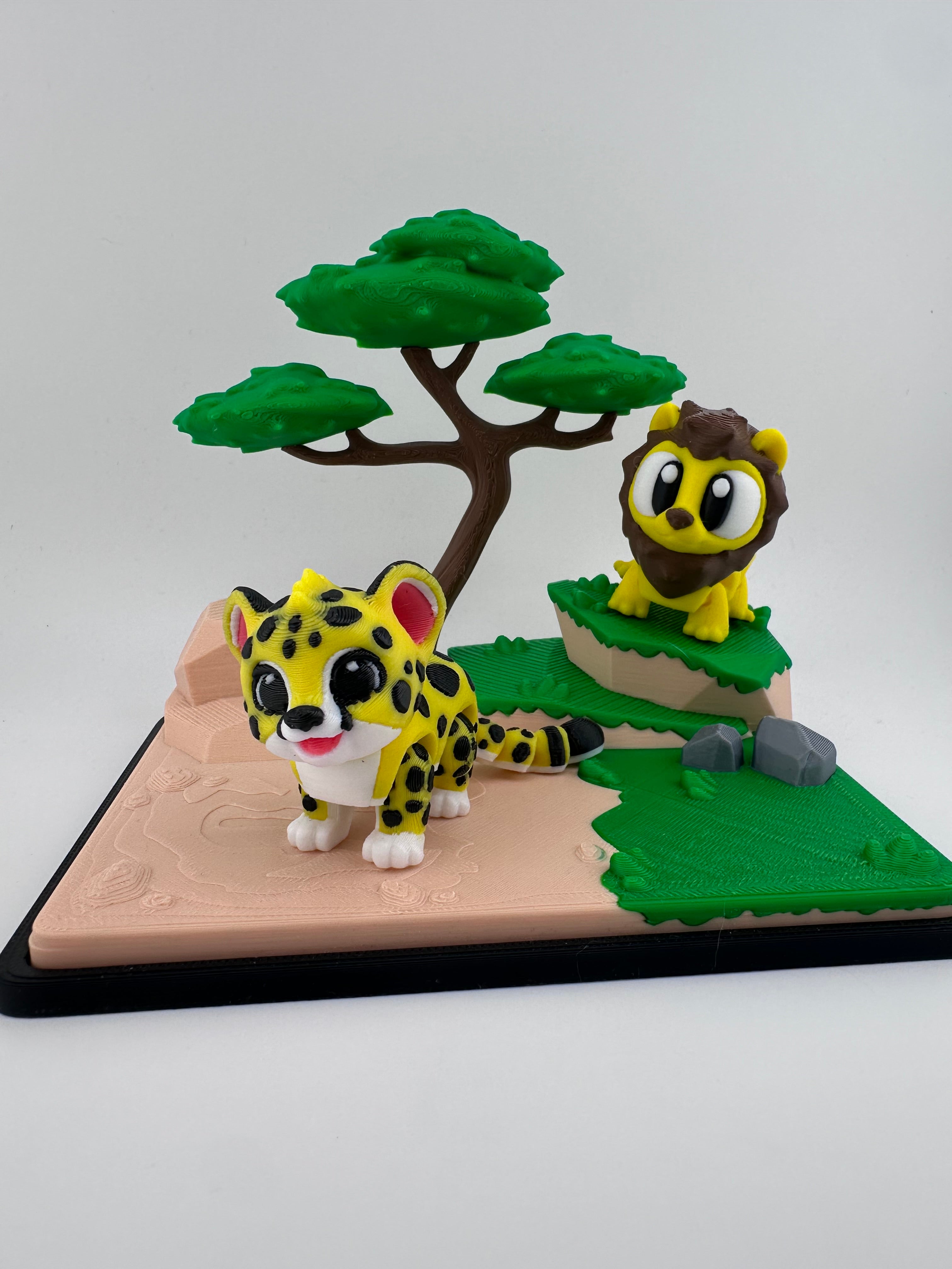 Safari Animal Habitat Set with Lion Cheetah Tiger Giraffe