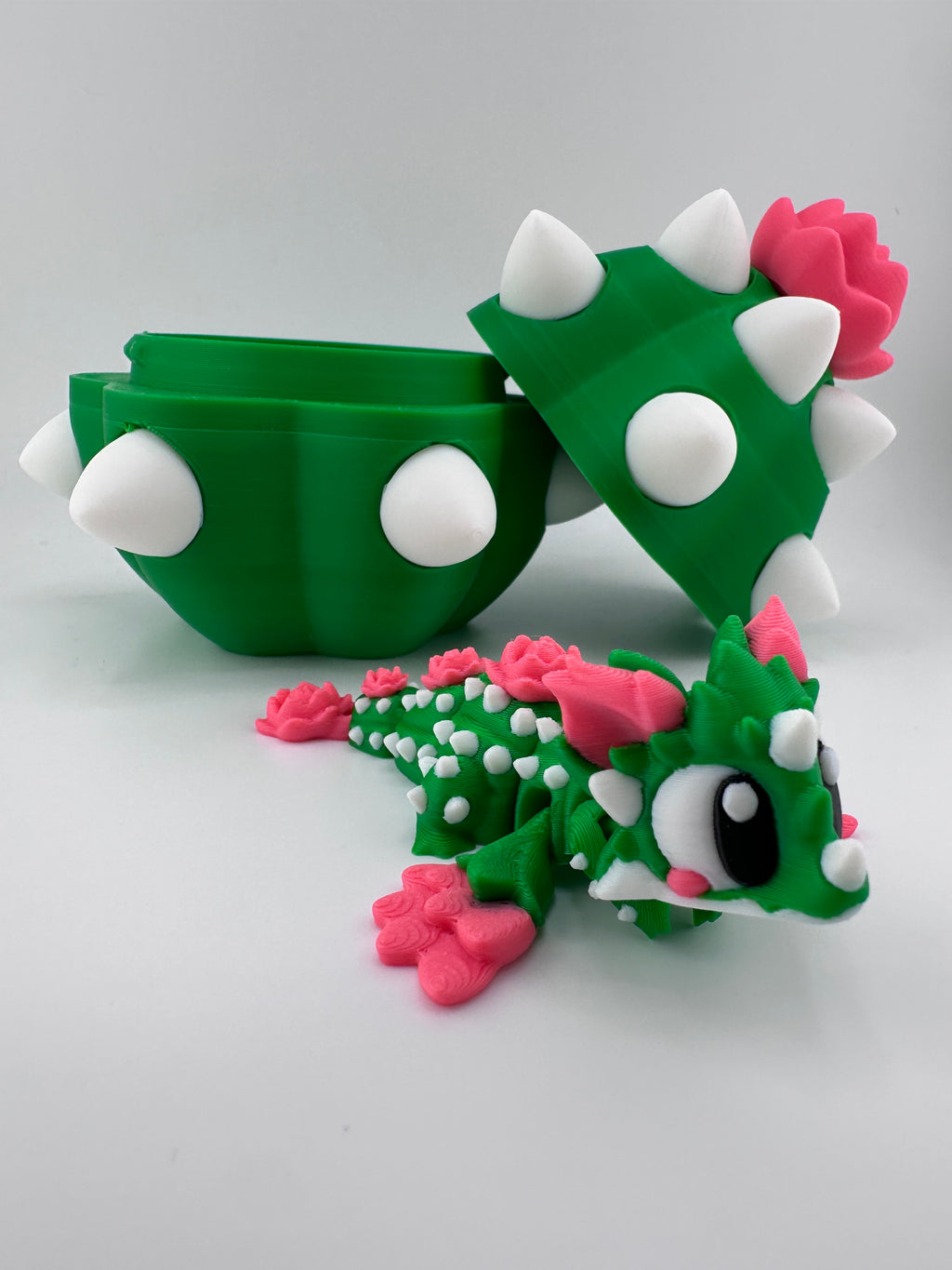 Cactus Dragon and Egg Set 3D Print Figurine and Container