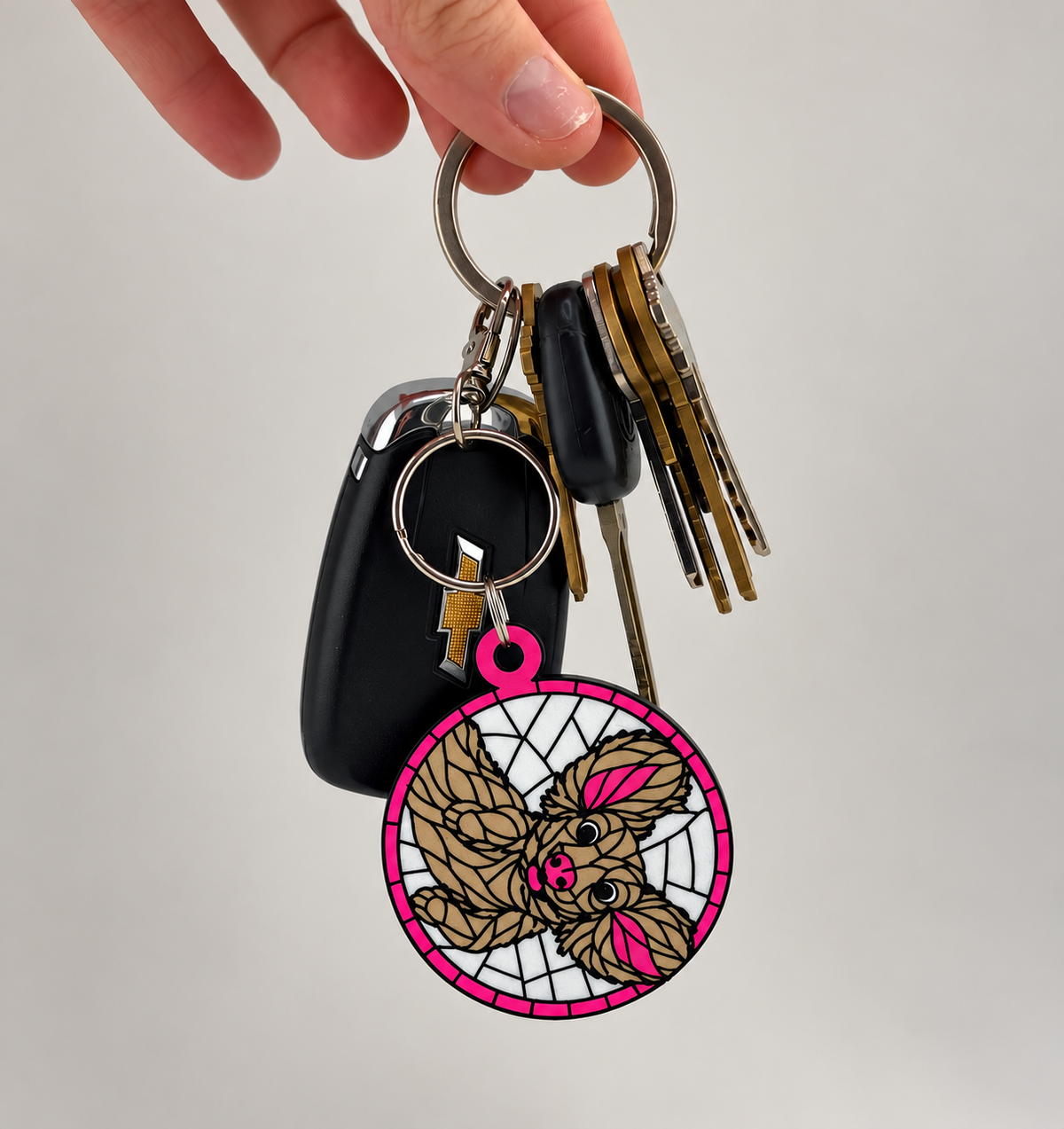 Personalized Stained Glass Effect Photo Keychain with FREE SHIPPING