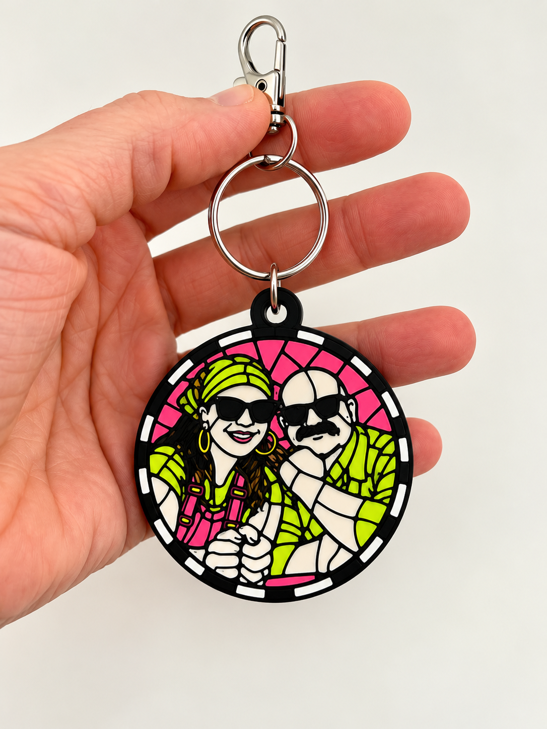 Personalized Stained Glass Effect Photo Keychain with FREE SHIPPING