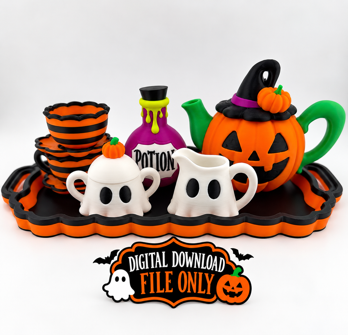 Printable Halloween Tea Party Play Set - STL Digital Download