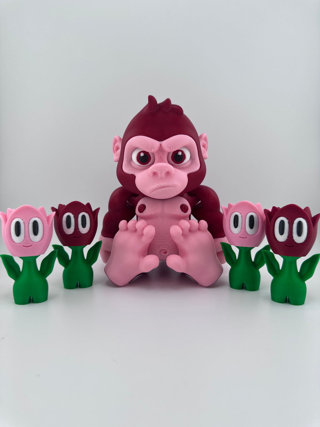 Gorilla 3D Printed for Valentine’s Day in Red and Pink