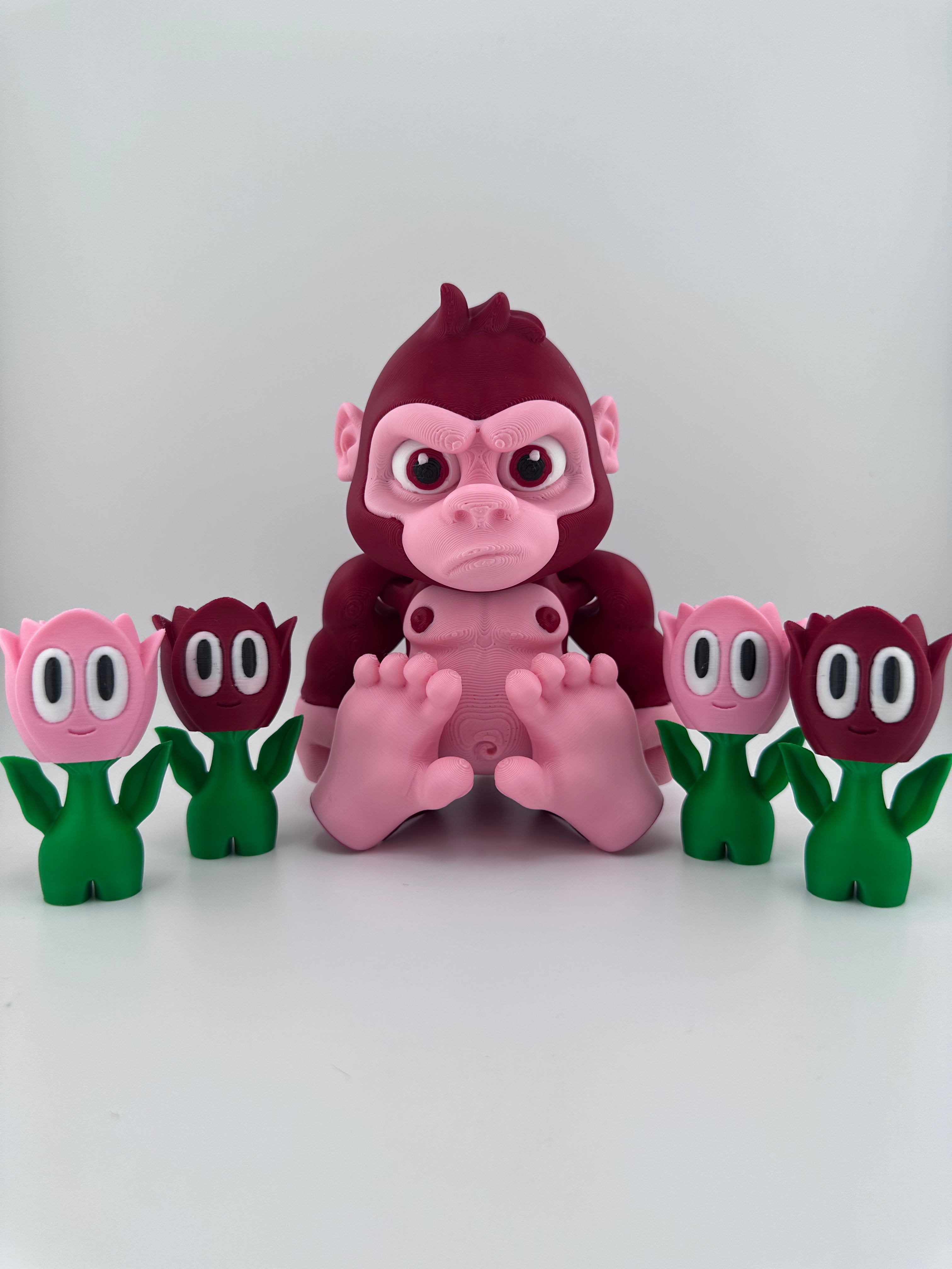 Gorilla 3D Printed for Valentine’s Day in Red and Pink