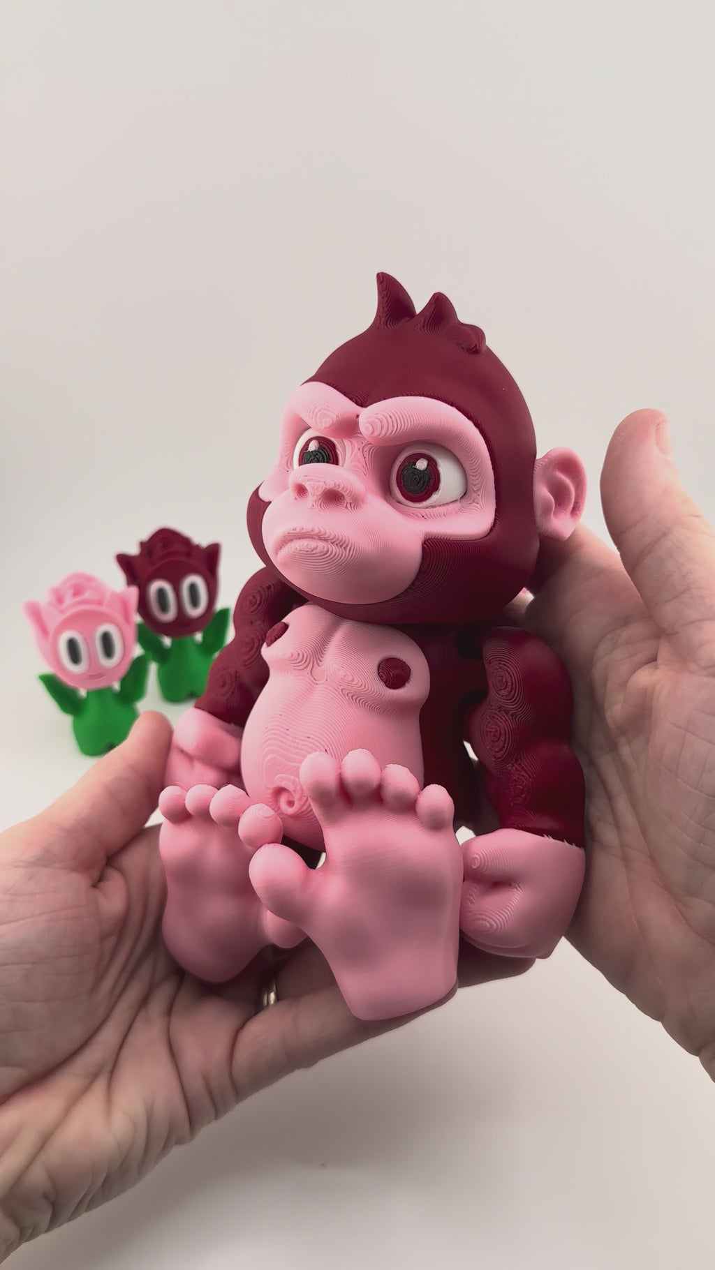 Gorilla 3D Printed for Valentine’s Day in Red and Pink