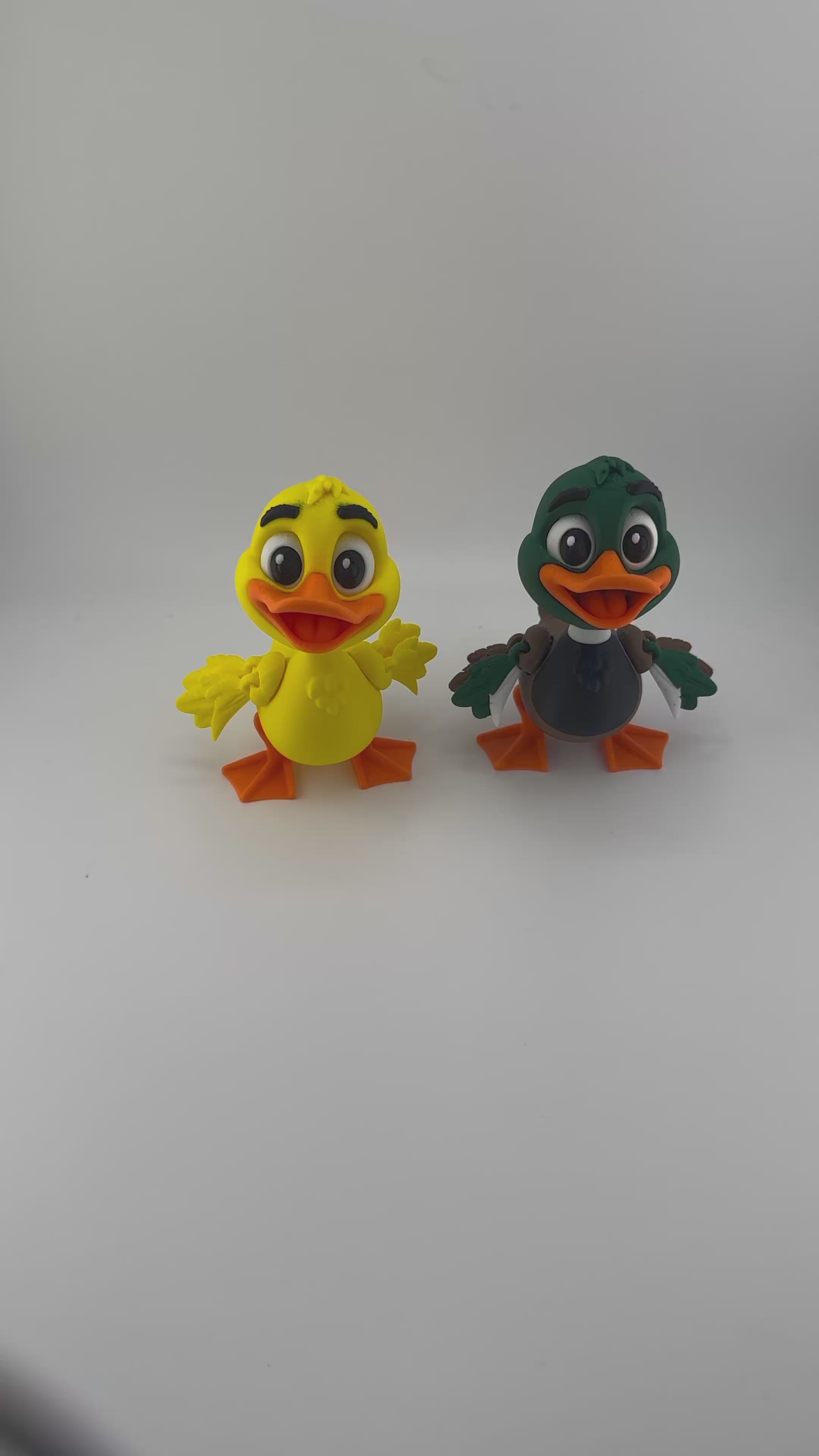 Yellow Duck and Mallard Duck Articulated 3D Print Figurines